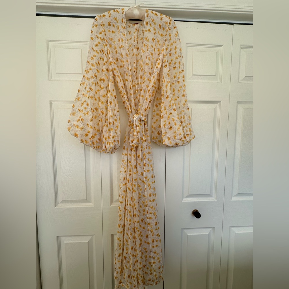 Rosamosario 100% Silk Chiffon Persephone Luxury Italian Robe Dramatic Sleeve